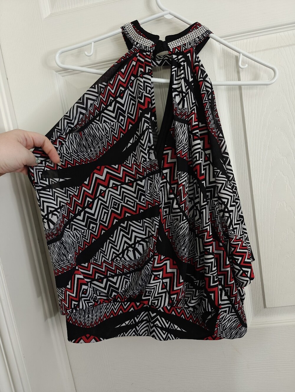 SEDUCTION Abstract Rhinestone Halter Top Read Description - Picture 4 of 11